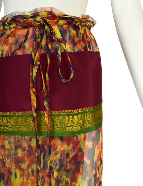 Jean Paul Gaultier Vintage SS 1997 Multicolor 'Tortoise' Print Sheer Wrap Skirt