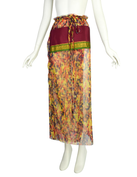 Jean Paul Gaultier Vintage SS 1997 Multicolor 'Tortoise' Print Sheer Wrap Skirt