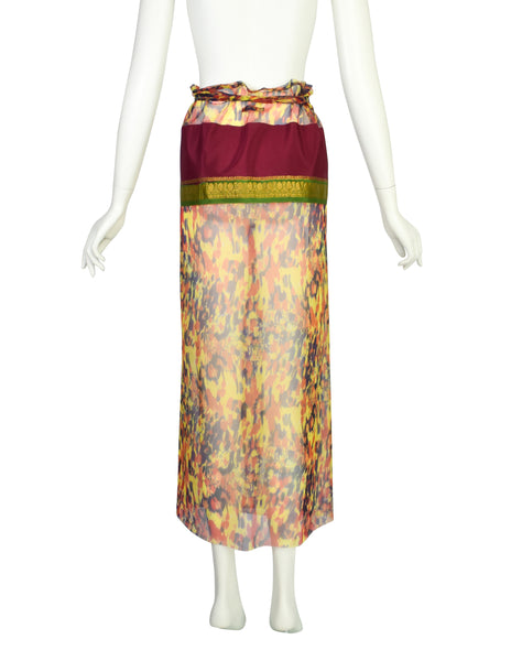 Jean Paul Gaultier Vintage SS 1997 Multicolor 'Tortoise' Print Sheer Wrap Skirt