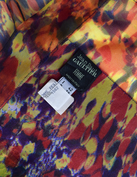Jean Paul Gaultier Vintage SS 1997 Multicolor 'Tortoise' Print Sheer Wrap Skirt