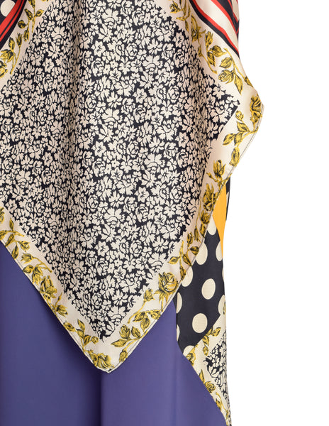 Jean Paul Gaultier Vintage Multicolor Patchwork Patterned Floral Silk Halter Top Jacket and Slip Dress Set