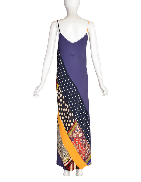 Jean Paul Gaultier Vintage Multicolor Patchwork Patterned Floral Silk Halter Top Jacket and Slip Dress Set