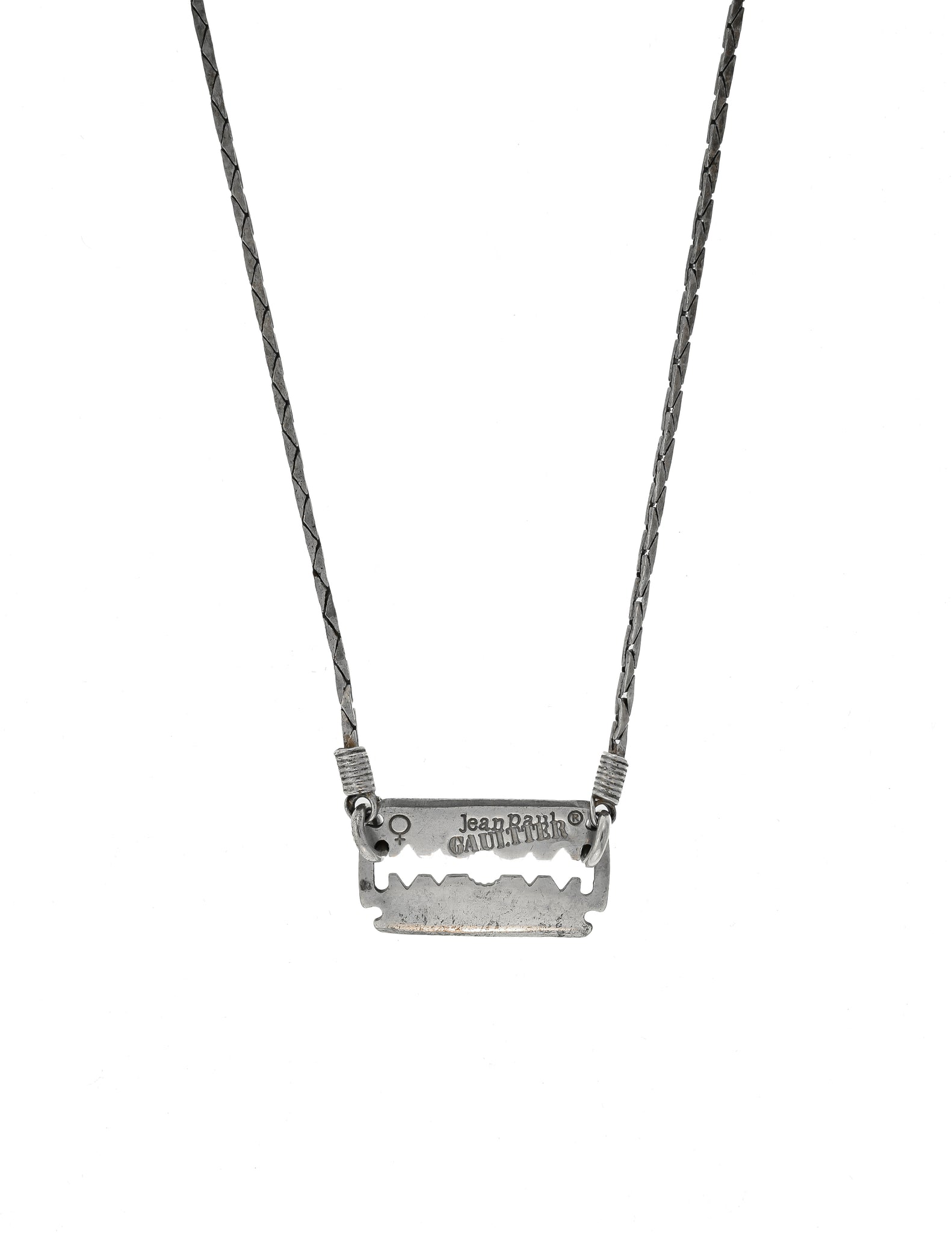 Jean Paul Gaultier Vintage Sterling Silver Razor Blade Necklace