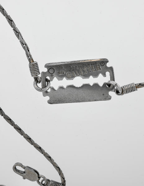 Jean Paul Gaultier Vintage Sterling Silver Razor Blade Necklace