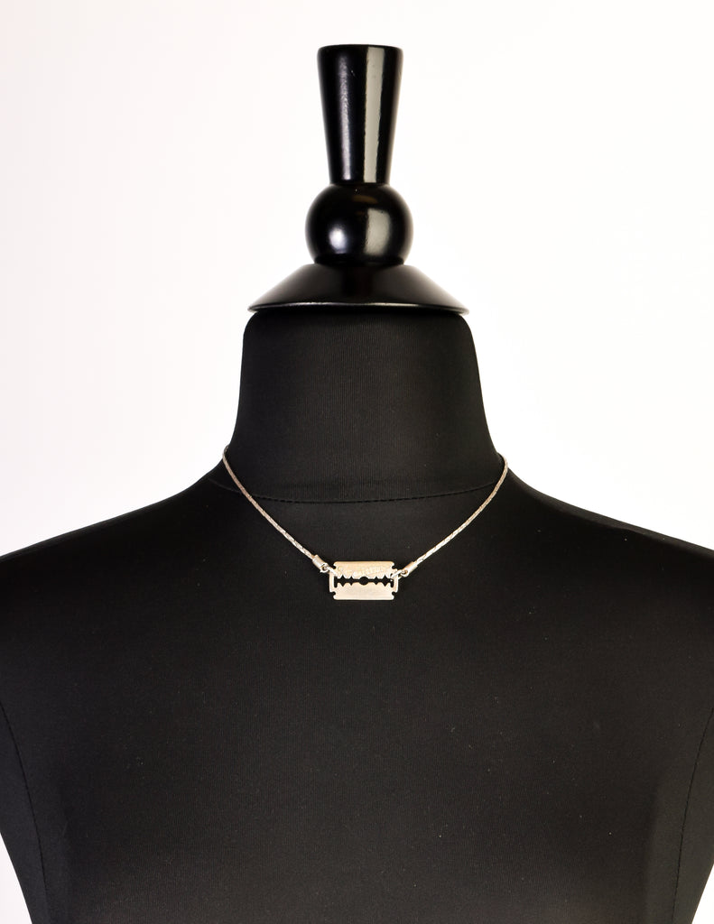 Saint Laurent Silver Razor Blade Necklace in Metallic for Men