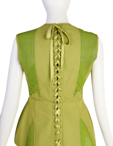 Jean Paul Gaultier Vintage Exceptional Green Under Bust Padded Panel Bustier Top
