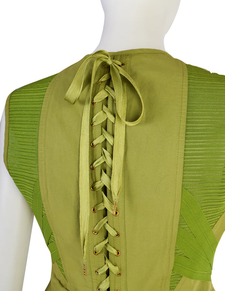 Jean Paul Gaultier Vintage Exceptional Green Under Bust Padded Panel Bustier Top