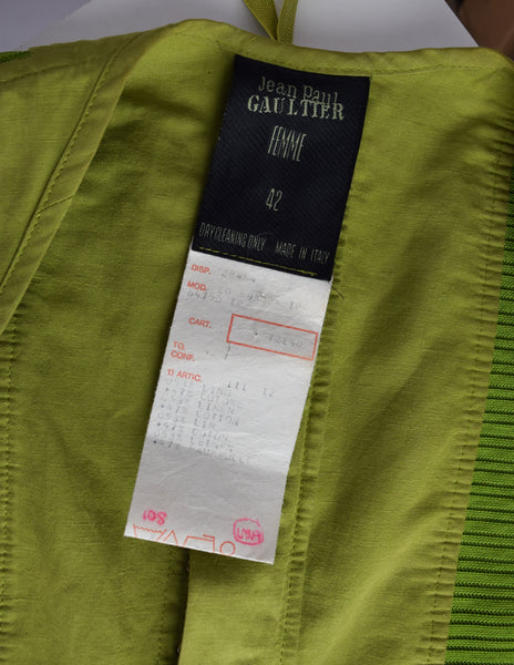 Jean Paul Gaultier Vintage Exceptional Green Under Bust Padded Panel Bustier Top