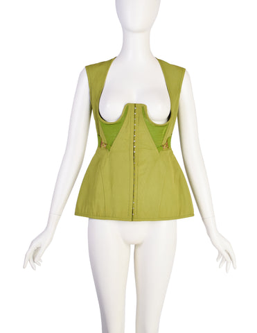 Jean Paul Gaultier Vintage Exceptional Green Under Bust Padded Panel Bustier Top