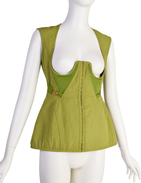 Jean Paul Gaultier Vintage Exceptional Green Under Bust Padded Panel Bustier Top