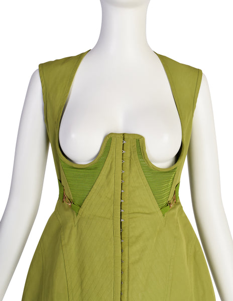 Jean Paul Gaultier Vintage Exceptional Green Under Bust Padded Panel Bustier Top