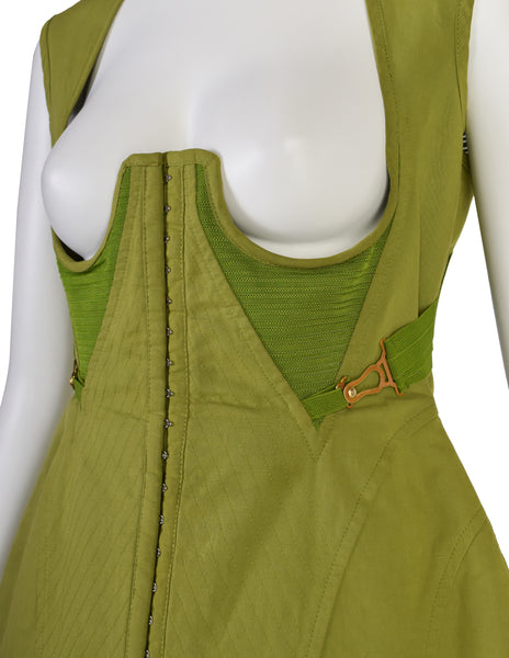 Jean Paul Gaultier Vintage Exceptional Green Under Bust Padded Panel Bustier Top