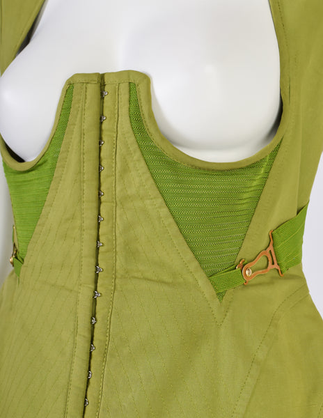 Jean Paul Gaultier Vintage Exceptional Green Under Bust Padded Panel Bustier Top