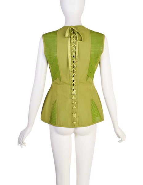 Jean Paul Gaultier Vintage Exceptional Green Under Bust Padded Panel Bustier Top