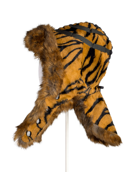 Jean Paul Gaultier Vintage AW 1994 Runway Tiger Stripe Faux Fur Trapper Style Hat