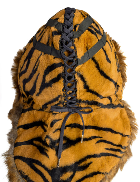 Jean Paul Gaultier Vintage AW 1994 Runway Tiger Stripe Faux Fur Trapper Style Hat