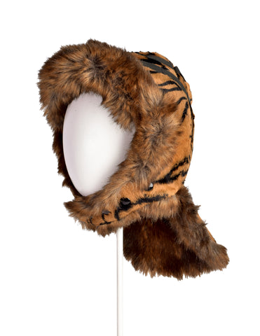 Jean Paul Gaultier Vintage AW 1994 Runway Tiger Stripe Faux Fur Trapper Style Hat