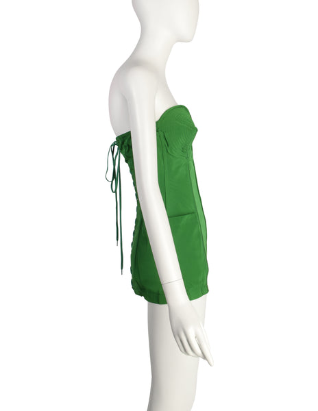 Jean Paul Gaultier Vintage SS 1985 ICONIC Ultra Rare Green Pointed Cone Lace Up Corset Top