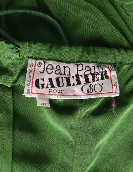 Jean Paul Gaultier Vintage SS 1985 ICONIC Ultra Rare Green Pointed Cone Lace Up Corset Top