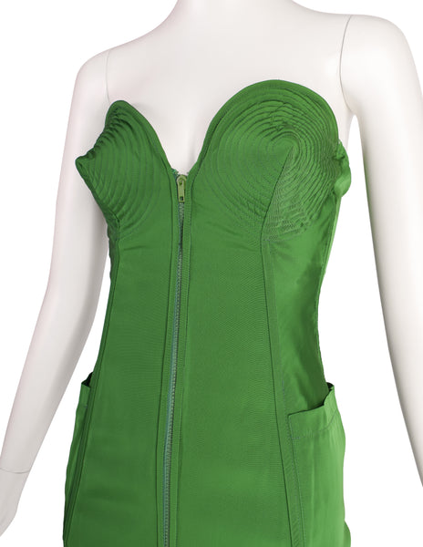 Jean Paul Gaultier Vintage SS 1985 ICONIC Ultra Rare Green Pointed Cone Lace Up Corset Top