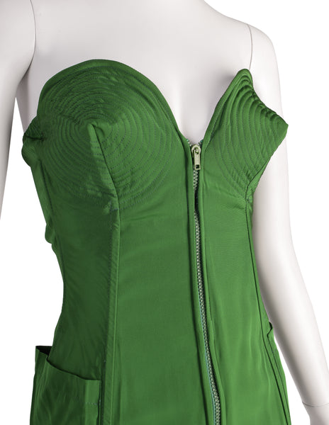 Jean Paul Gaultier Vintage SS 1985 ICONIC Ultra Rare Green Pointed Cone Lace Up Corset Top