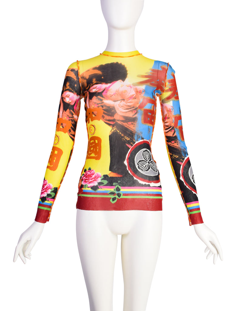 Jean Paul Gaultier Vintage Japanese Geisha Floral Mesh Long