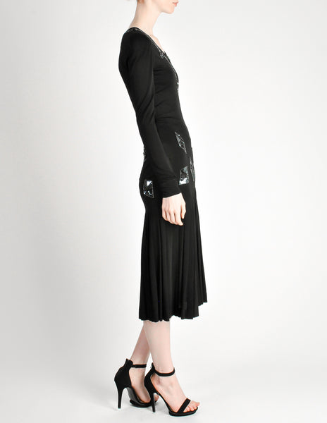 Jean Muir Vintage Black Pleated Sequin Dress - Amarcord Vintage Fashion
 - 9