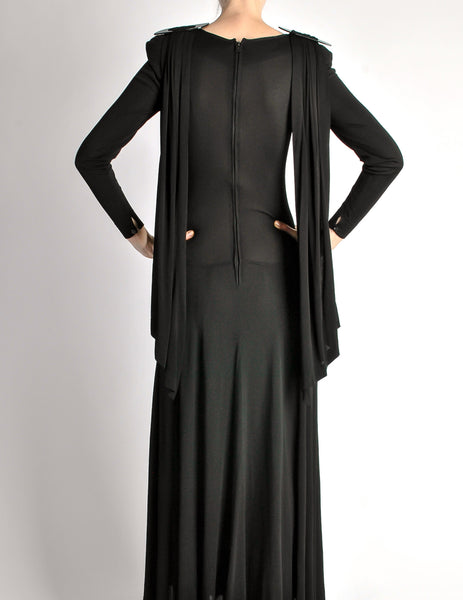 Jean Muir Vintage Black Slinky Shoulder Drape Panel Dress - Amarcord Vintage Fashion
 - 9