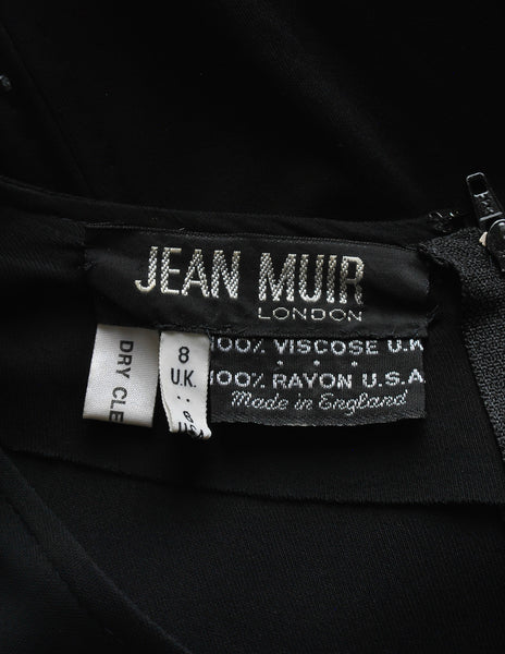 Jean Muir Vintage Black Slinky Shoulder Drape Panel Dress - Amarcord Vintage Fashion
 - 10