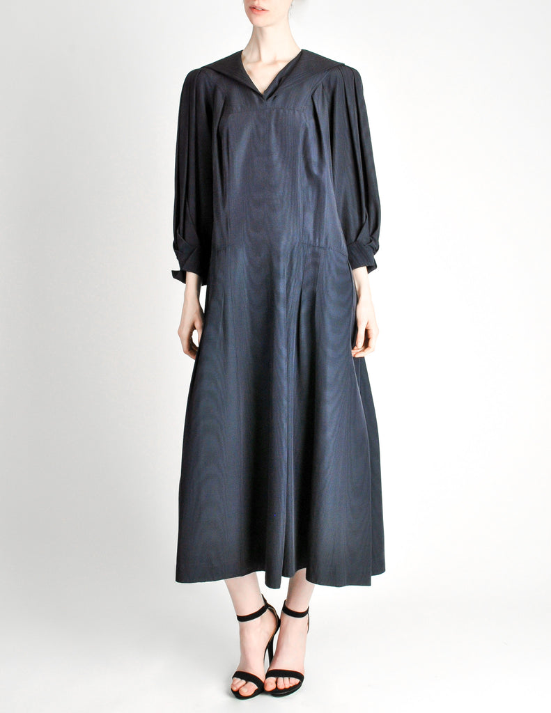 Jean Muir Vintage Navy Blue Moire Dress Amarcord Vintage Fashion