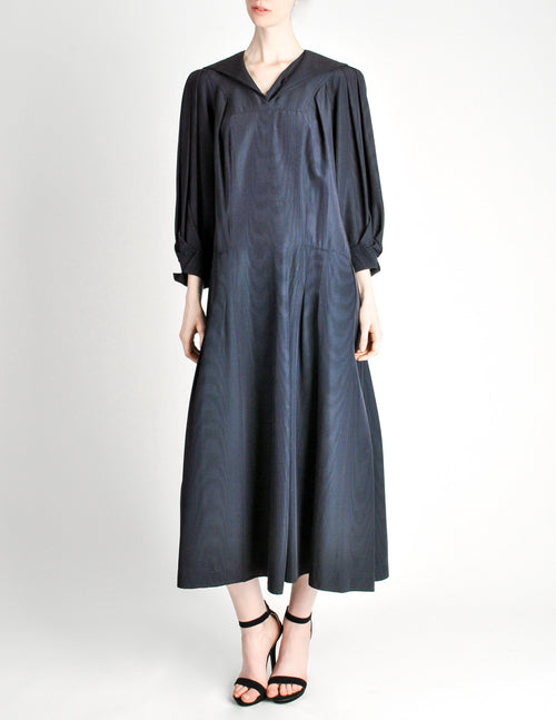 Jean Muir Vintage Navy Blue Moire Dress Amarcord Vintage Fashion Jean Muir Vintage Navy Blue Moire Dress Amarcord Vintage Fashion