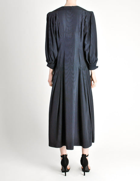 Jean Muir Vintage Navy Blue Moire Dress