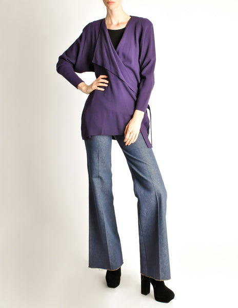 Jean Muir Vintage Purple Wool Crepe Draping Wrap Jacket - Amarcord Vintage Fashion
 - 3