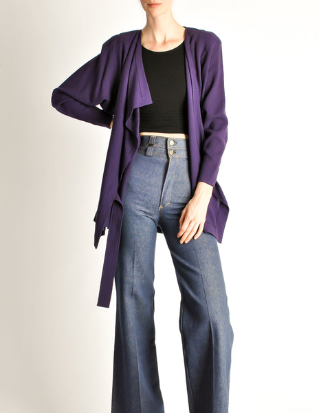 Jean Muir Vintage Purple Wool Crepe Draping Wrap Jacket - Amarcord Vintage Fashion
 - 4