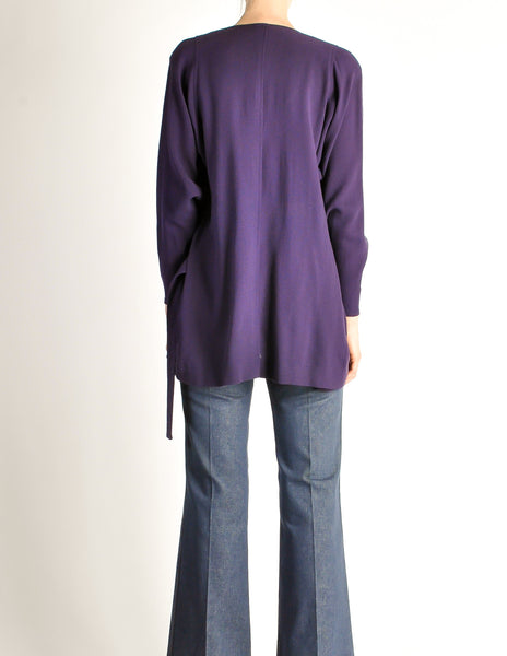 Jean Muir Vintage Purple Wool Crepe Draping Wrap Jacket