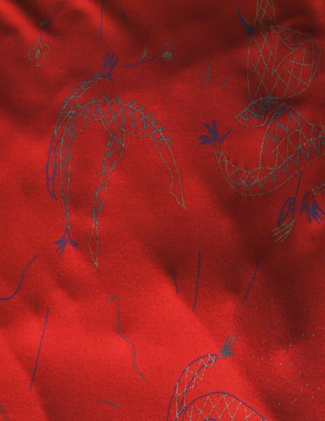 Jean Muir Vintage Red Jersey Novelty Carnival Print Dress