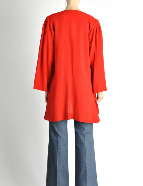 Jean Muir Vintage Red Wool Crepe Draping Cardigan Jacket
