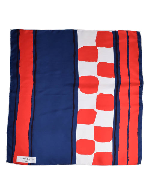 Foulard Carré Jean Patou En Soie - Vintage 76x77 Cm - Vert - Superbe État Occasion