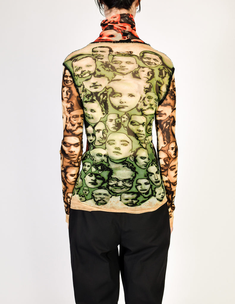 Jean Paul Gaultier Vintage Iconic Sheer Mesh Face Print