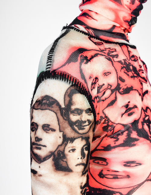 1997aw jean paul gaultier FACE MESH LONG SHIRT TOP 顔 シャツ