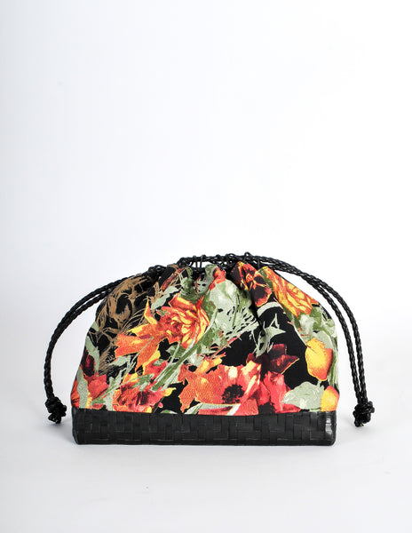 Jean Paul Gaultier Vintage Silk Floral Basket Handbag
