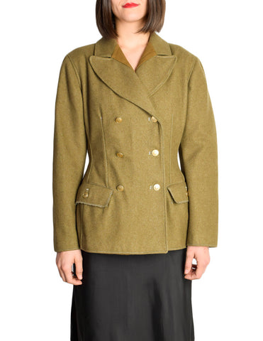 Jean Paul Gaultier Vintage Green Wool Military Blazer Jacket