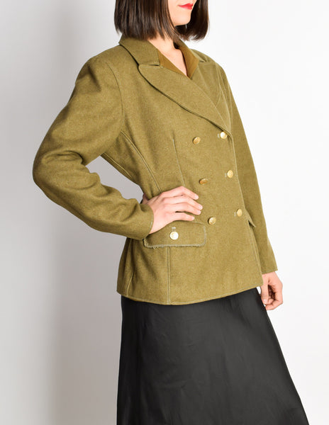 Jean Paul Gaultier Vintage Green Wool Military Blazer Jacket