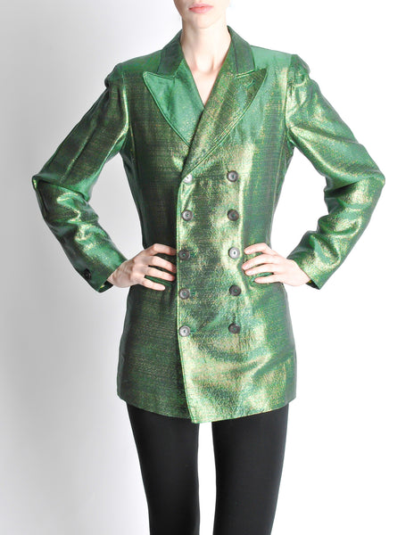 Jean Paul Gaultier Vintage Metallic Green Jacket - Amarcord Vintage Fashion
 - 3