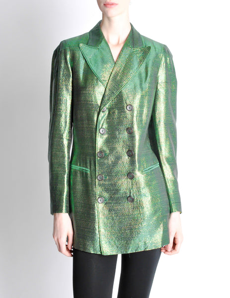 Jean Paul Gaultier Vintage Metallic Green Jacket - Amarcord Vintage Fashion
 - 4