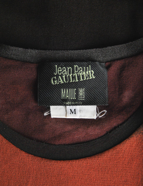 Jean Paul Gaultier Vintage Black & Rust Floral Mesh Dress - Amarcord Vintage Fashion
 - 7
