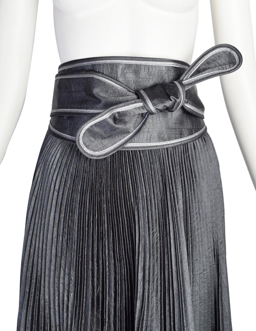 Jeanne Marc Vintage Metallic Charcoal Grey Angle Pleated