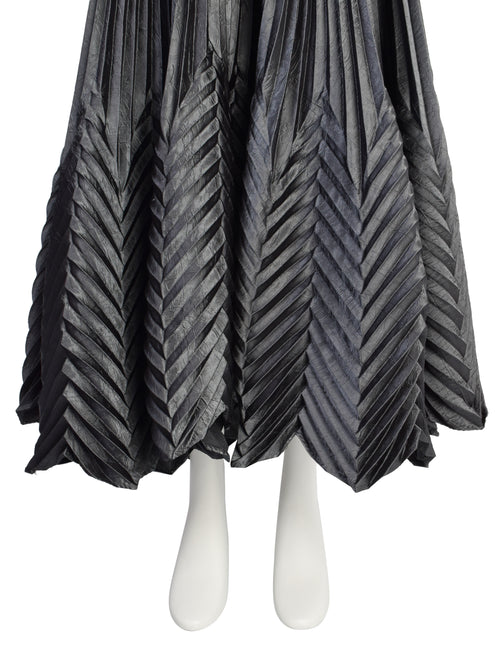 Jeanne Marc Vintage Metallic Charcoal Grey Angle Pleated