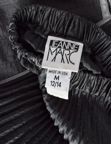 Jeanne Marc Vintage Metallic Charcoal Grey Angle Pleated Full Circle Maxi Skirt