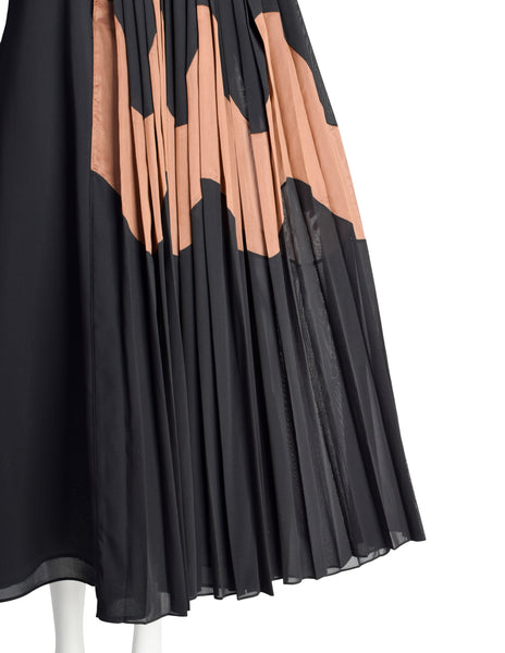 Jil Sander Resort 2020 Black Brown Pleated Panel Shirt Dress